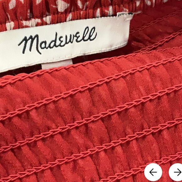 Madewell womens offshoulder blouse tops red size 2 - Picture 2 of 4
